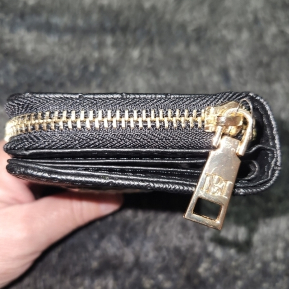 Badgley Mischka Black Snap Bifold with Zip Around Coin Compartment - Picture 7 of 11